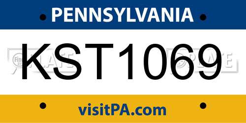 KST1069 Pennsylvania License Plate