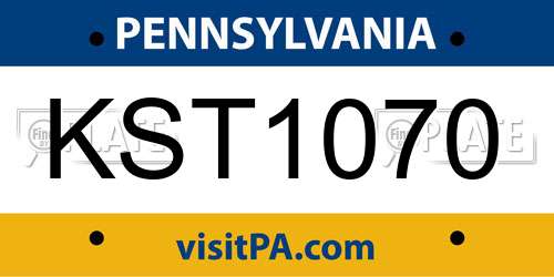 KST1070 Pennsylvania License Plate