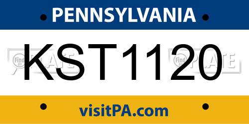 KST1120 Pennsylvania License Plate