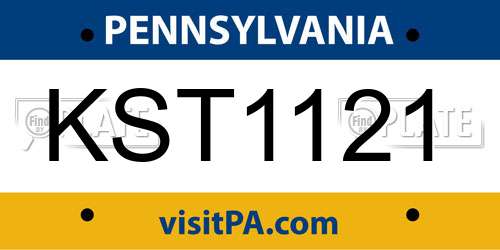 KST1121 Pennsylvania License Plate