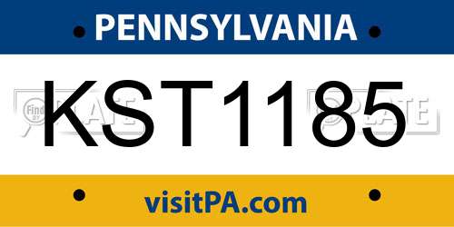 KST1185 Pennsylvania License Plate