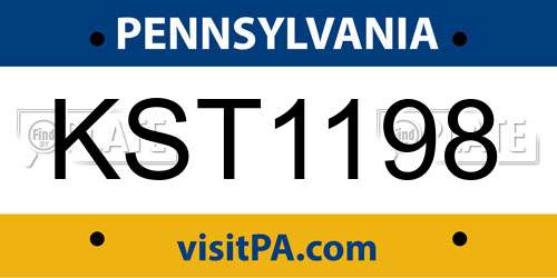 KST1198 Pennsylvania License Plate
