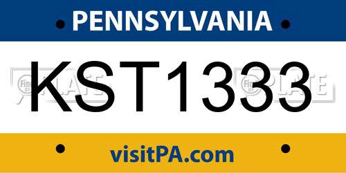 KST1333 Pennsylvania License Plate