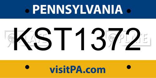 KST1372 Pennsylvania License Plate