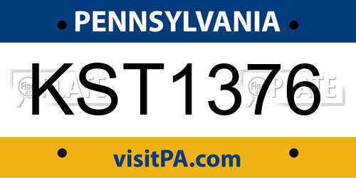 KST1376 Pennsylvania License Plate