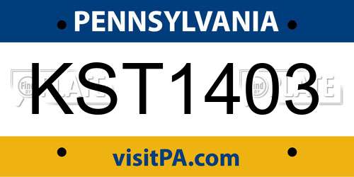 KST1403 Pennsylvania License Plate