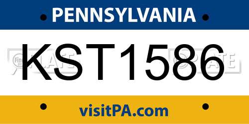 KST1586 Pennsylvania License Plate