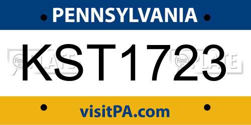 KST1723 Pennsylvania License Plate