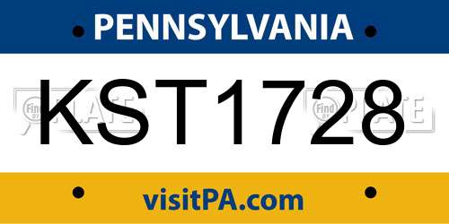 KST1728 Pennsylvania License Plate