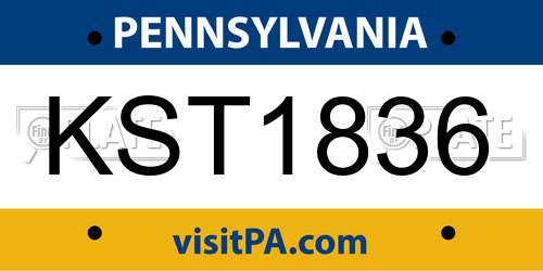 KST1836 Pennsylvania License Plate