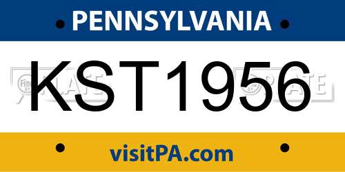 KST1956 Pennsylvania License Plate