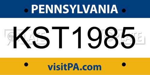 KST1985 Pennsylvania License Plate