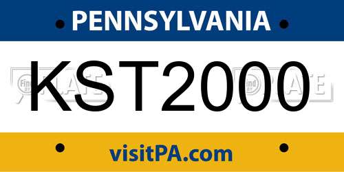 KST2000 Pennsylvania License Plate