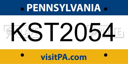 KST2054 Pennsylvania License Plate