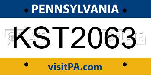 KST2063 Pennsylvania License Plate
