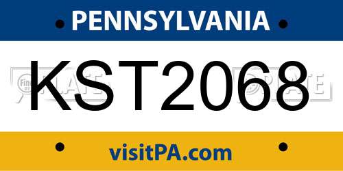 KST2068 Pennsylvania License Plate