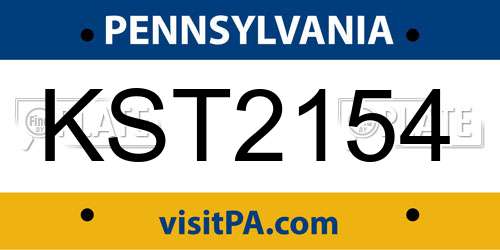 KST2154 Pennsylvania License Plate