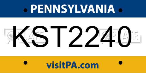 KST2240 Pennsylvania License Plate