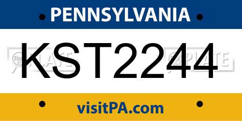 KST2244 Pennsylvania License Plate