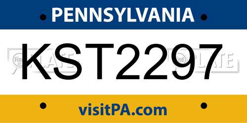 KST2297 Pennsylvania License Plate