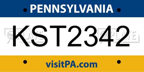 KST2342 Pennsylvania License Plate