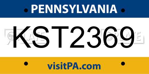 KST2369 Pennsylvania License Plate