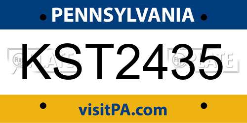 KST2435 Pennsylvania License Plate