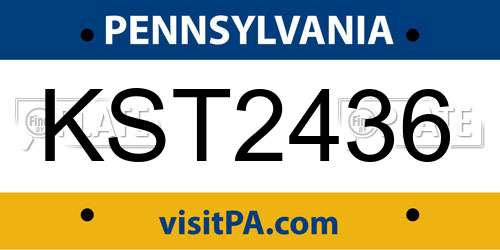KST2436 Pennsylvania License Plate