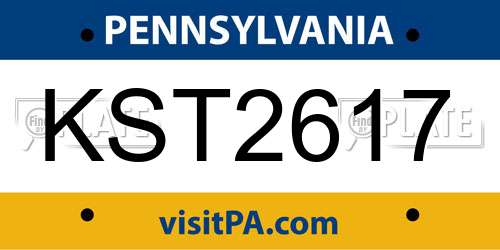 KST2617 Pennsylvania License Plate
