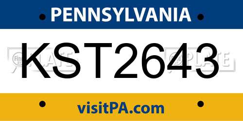 KST2643 Pennsylvania License Plate