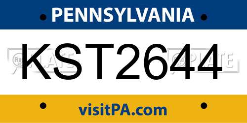 KST2644 Pennsylvania License Plate