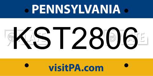 KST2806 Pennsylvania License Plate