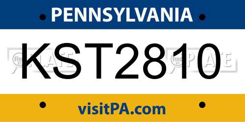 KST2810 Pennsylvania License Plate