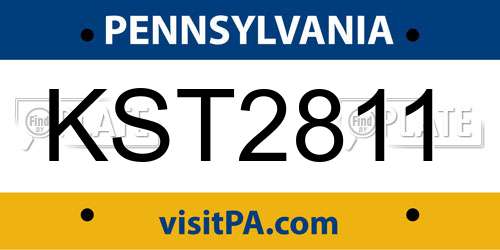 KST2811 Pennsylvania License Plate