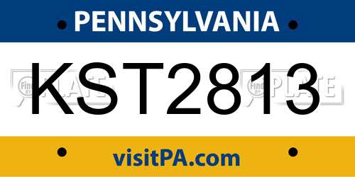 KST2813 Pennsylvania License Plate