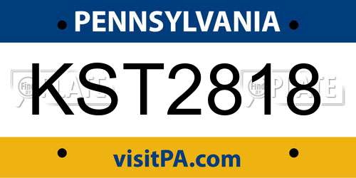 KST2818 Pennsylvania License Plate