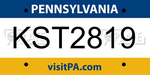 KST2819 Pennsylvania License Plate