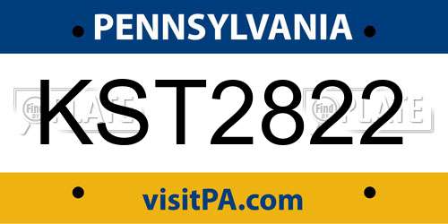 KST2822 Pennsylvania License Plate
