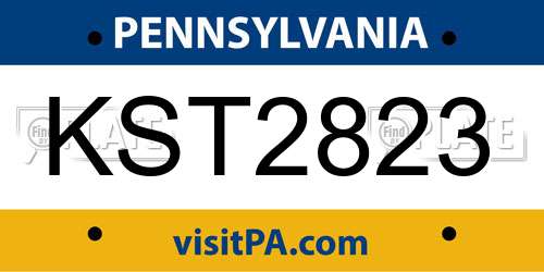 KST2823 Pennsylvania License Plate