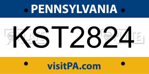 KST2824 Pennsylvania License Plate