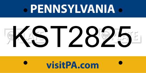 KST2825 Pennsylvania License Plate