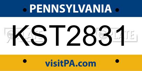 KST2831 Pennsylvania License Plate