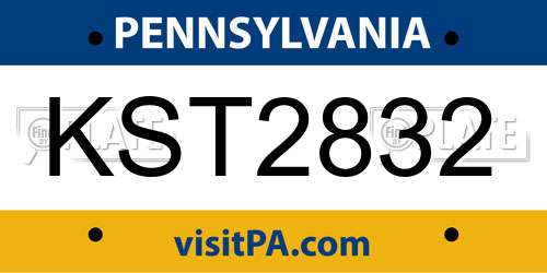 KST2832 Pennsylvania License Plate