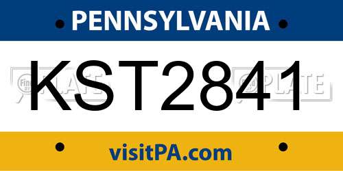 KST2841 Pennsylvania License Plate