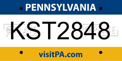 KST2848 Pennsylvania License Plate
