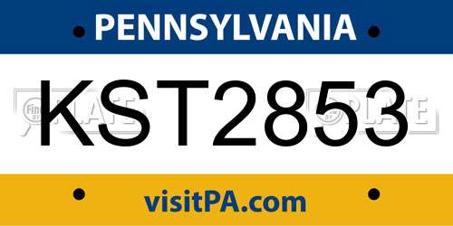 KST2853 Pennsylvania License Plate