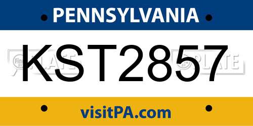 KST2857 Pennsylvania License Plate