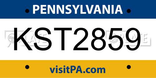 KST2859 Pennsylvania License Plate