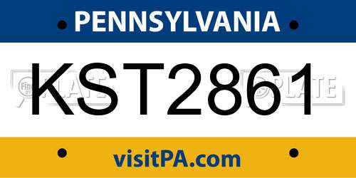 KST2861 Pennsylvania License Plate