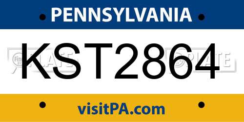 KST2864 Pennsylvania License Plate